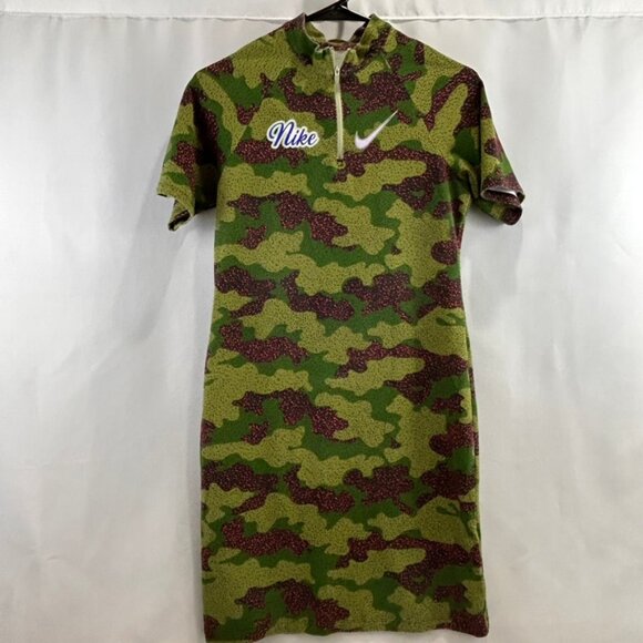 Nike Dresses & Skirts - Nike Dress Womens Medium Green Celadon Tight Fit Camo Sportswear Hip Hop Casual